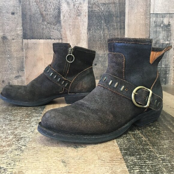 Fiorentini Baker Italy Brown Suede Buckle Ankle Boots Womens EUR 36.5 US 6.5 - Picture 1 of 12